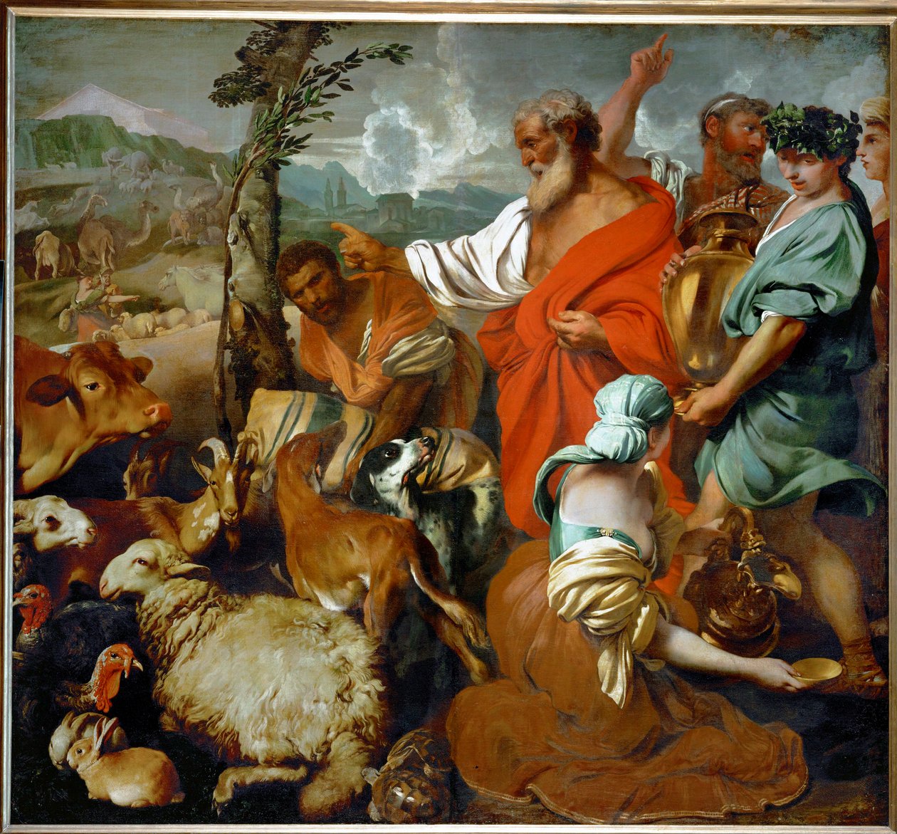 Noah und die Tiere von Giovanni Benedetto (1609-64) Castiglione