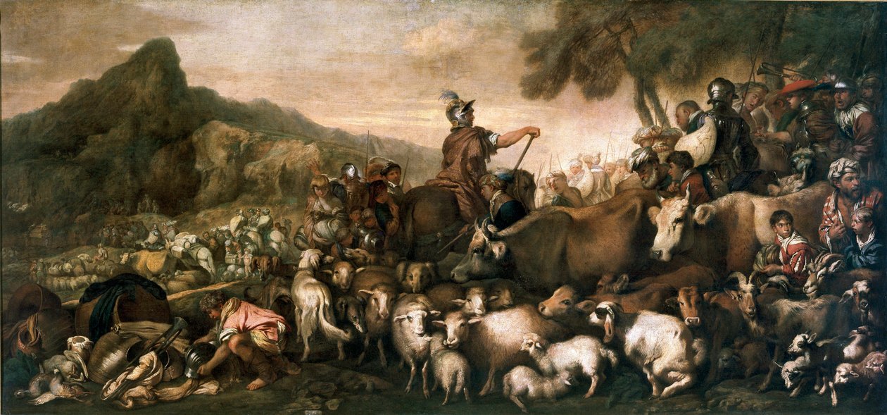 Das hebräische Volk auf dem Weg ins Gelobte Land. Gemälde von Giovanni Benedetto Castiglione genannt Il Grechetto (1610-1665) 17. Jahrhundert. Mailand, Pinacoteca di Brera von Giovanni Benedetto Castiglione