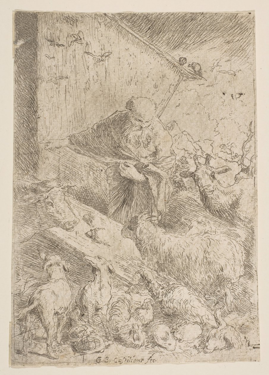 Noah lässt die Tiere in die Arche, ca. 1630 von Giovanni Benedetto Castiglione