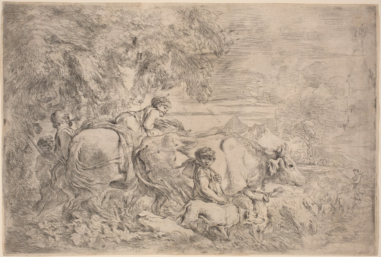 Hirten folgen ihrer Herde von Giovanni Benedetto Castiglione