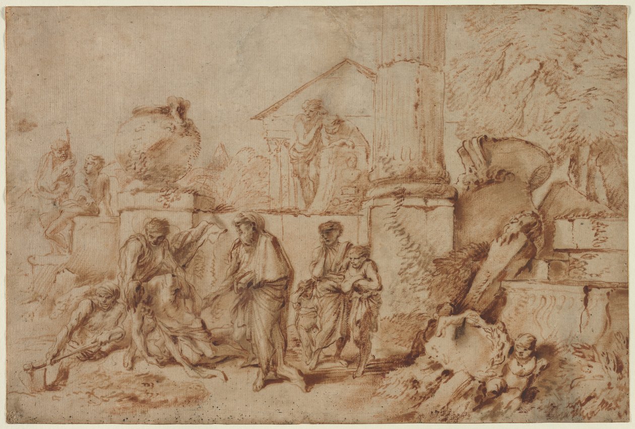 Tobit begräbt die Toten, 1640er Jahre von Giovanni Benedetto Castiglione
