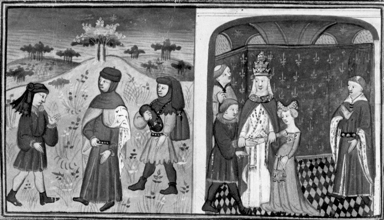 Dekameron, Alexandre trifft einen jungen Abt; der Papst vermählt Alexandre mit der Prinzessin von England. Zweiter Tag, Novelle 3. von Giovanni Boccaccio