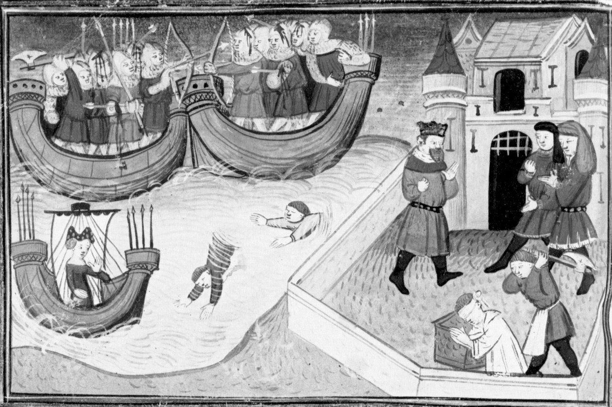 Dekameron, Gerbino entert das Schiff der Tochter des Königs von Tunis; Gerbino wird enthauptet. Vierter Tag, Novelle 4. von Giovanni Boccaccio