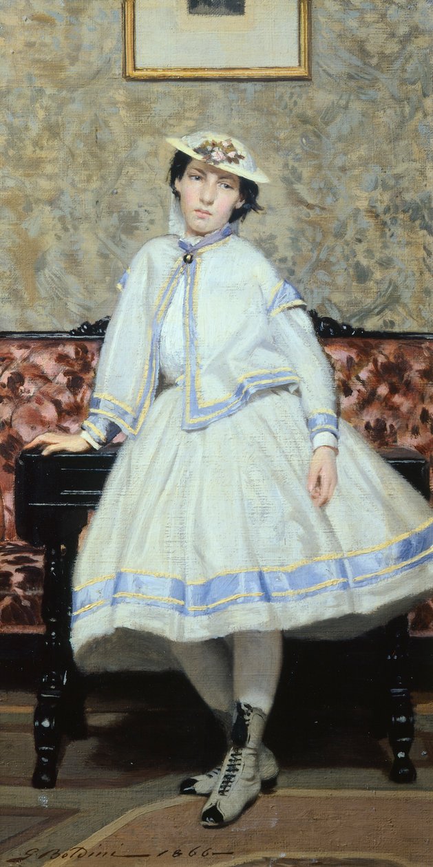 Alaide Banti in Weiß von Giovanni Boldini