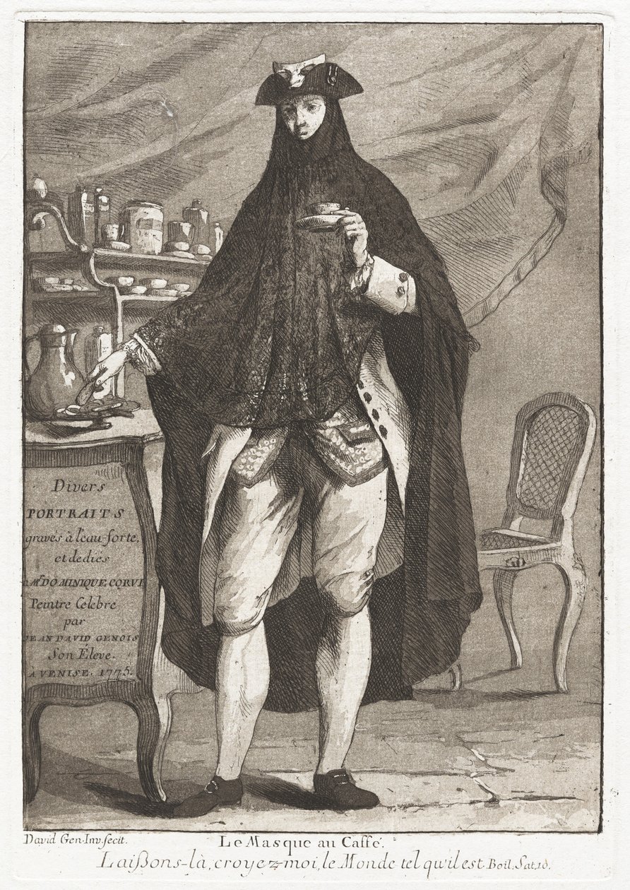 Der maskierte Mann beim Kaffee von Giovanni David