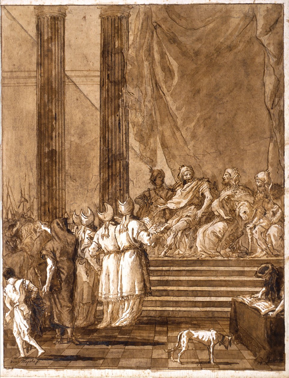 Ein Disput zwischen Königen und Priestern von Giovanni Domenico Tiepolo