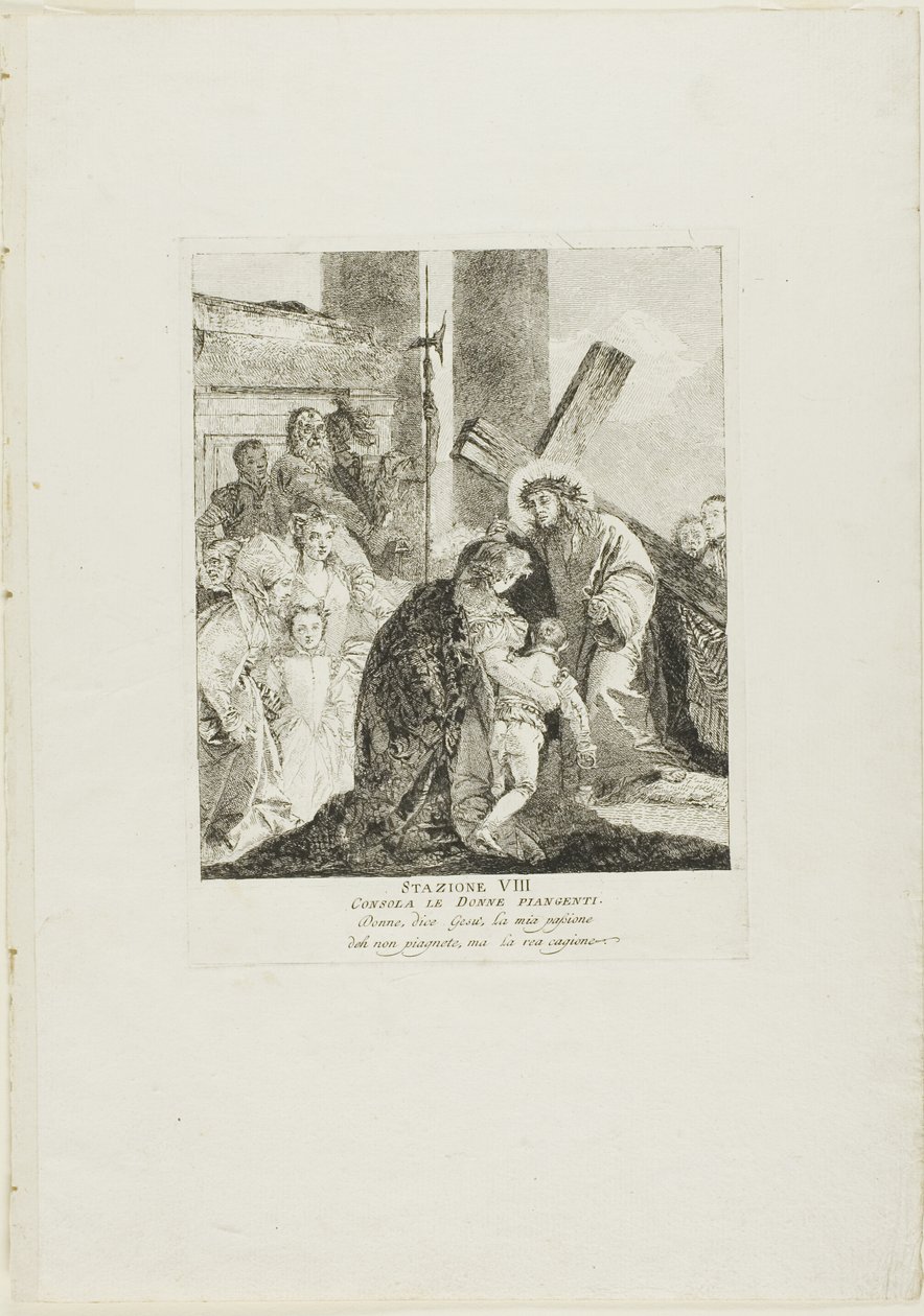 Christus tröstet die weinenden Frauen, Tafel acht aus Kreuzwegstationen von Giovanni Domenico Tiepolo