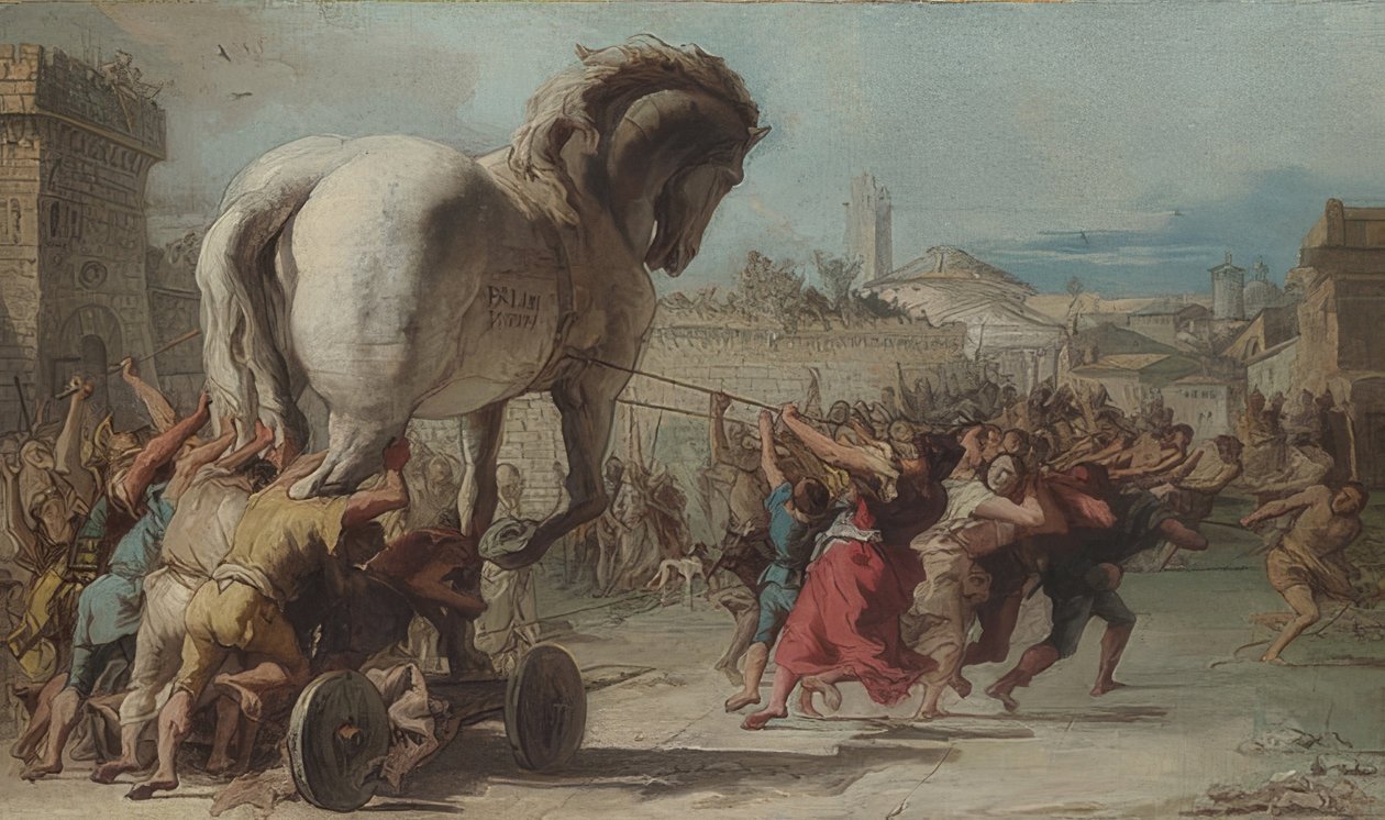 Die Prozession des Trojanischen Pferdes nach Troja von Giovanni Domenico Tiepolo
