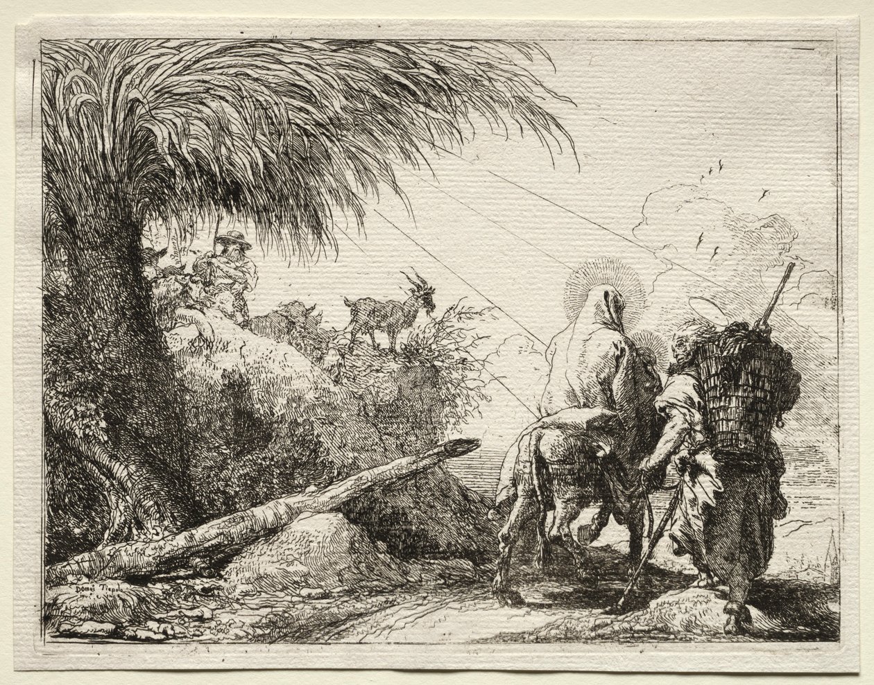 Flucht nach Ägypten: Die Heilige Familie und der Palmbaum von Giovanni Domenico Tiepolo