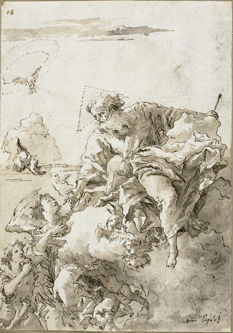 Gottvater von Engeln in den Wolken getragen, I von Giovanni Domenico Tiepolo