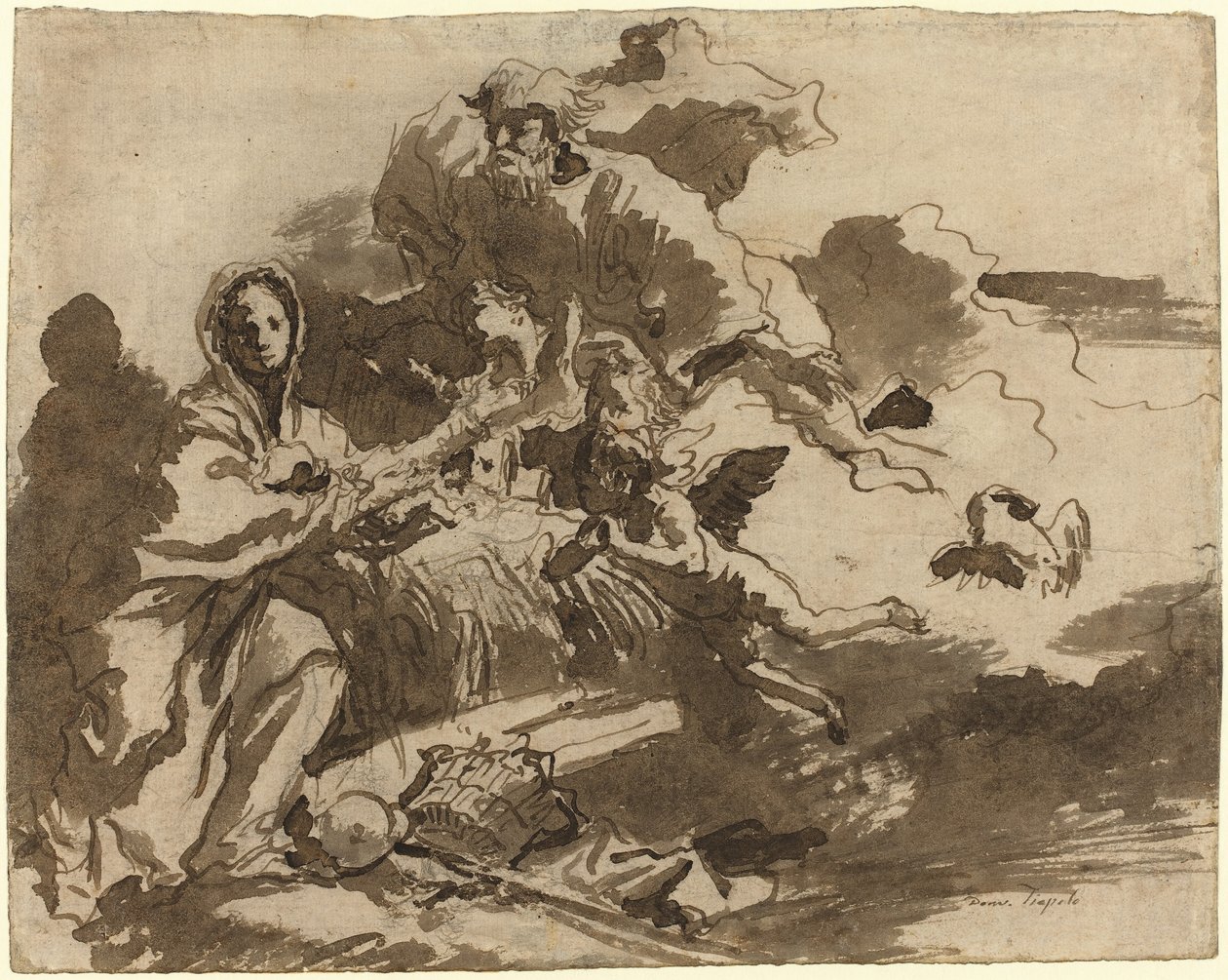 Gottvater und Engel, die Madonna und Kind anbeten [recto] von Giovanni Domenico Tiepolo