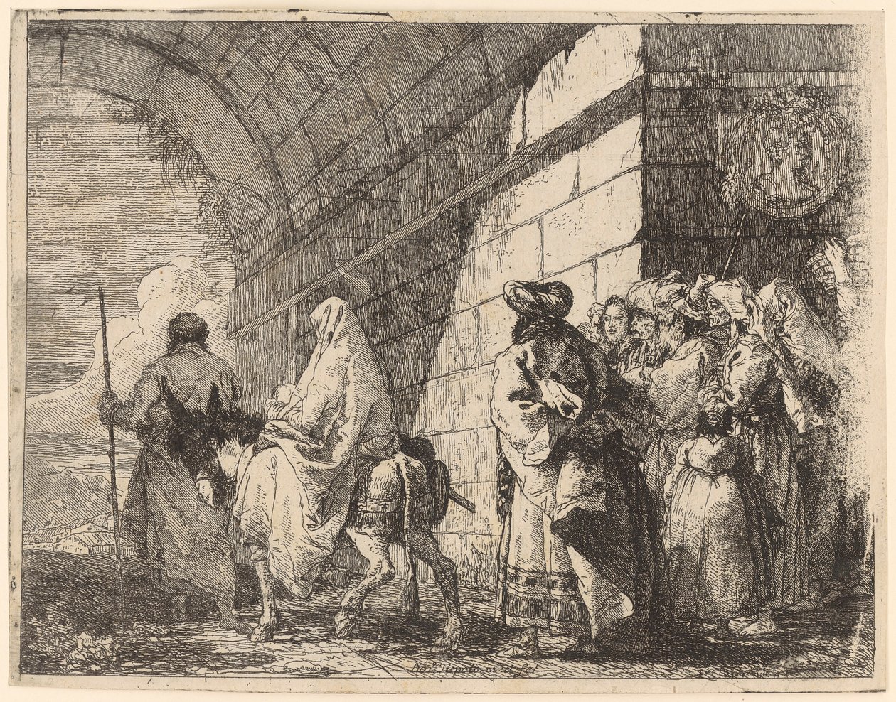 Heilige Familie verlässt die Stadt von Giovanni Domenico Tiepolo