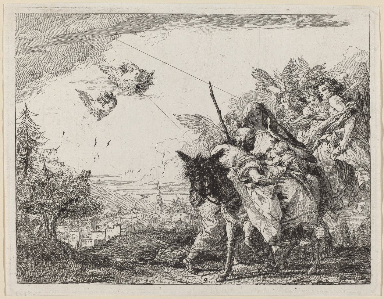 Joseph, stehend, betet das Kind an von Giovanni Domenico Tiepolo