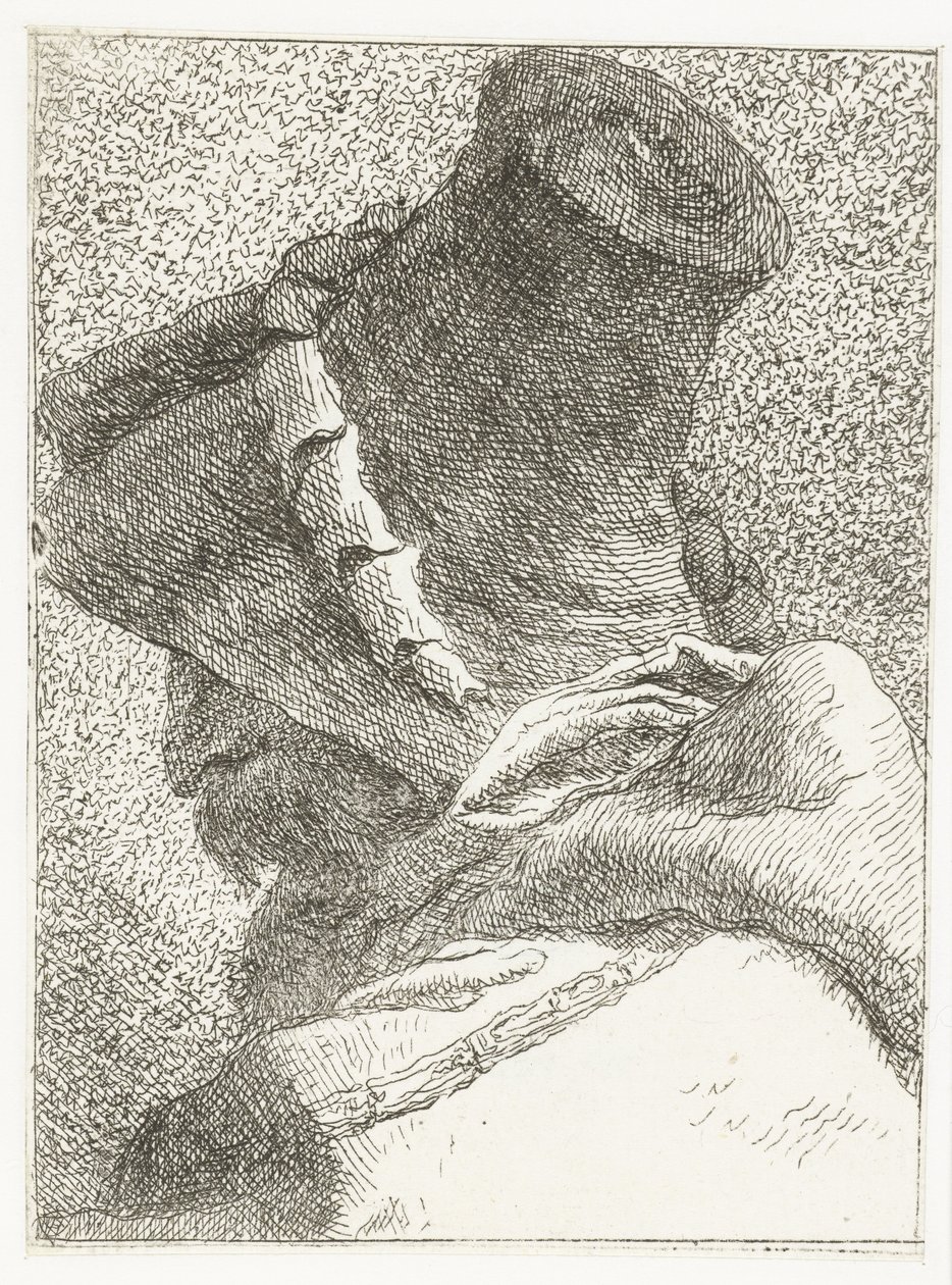 Mann mit abgewandtem Kopf und Hut von Giovanni Domenico Tiepolo