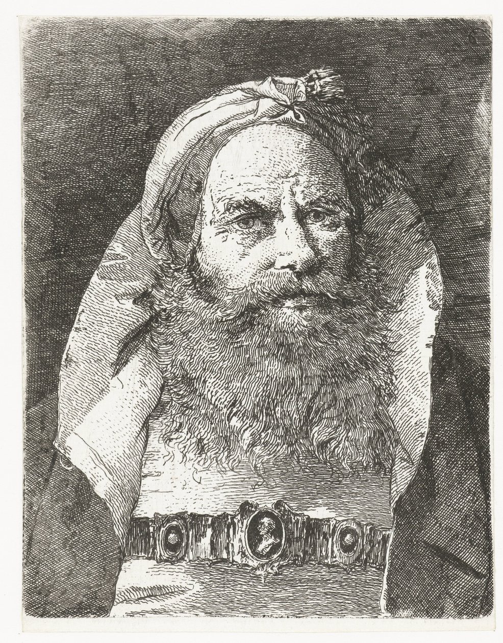 Mann mit kleinem Turban von Giovanni Domenico Tiepolo