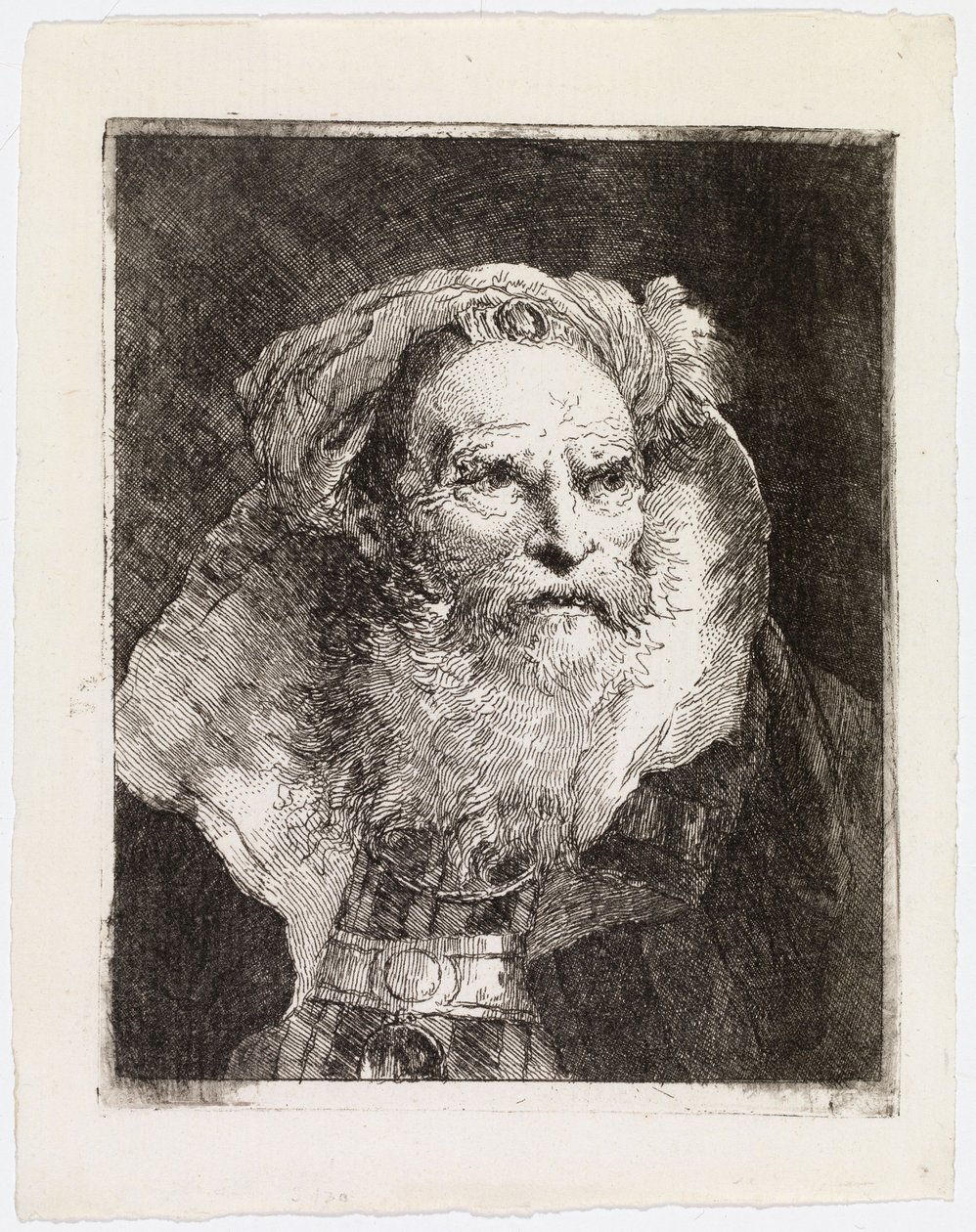 Alter Mann mit Turban, nach rechts gewandt von Giovanni Domenico Tiepolo