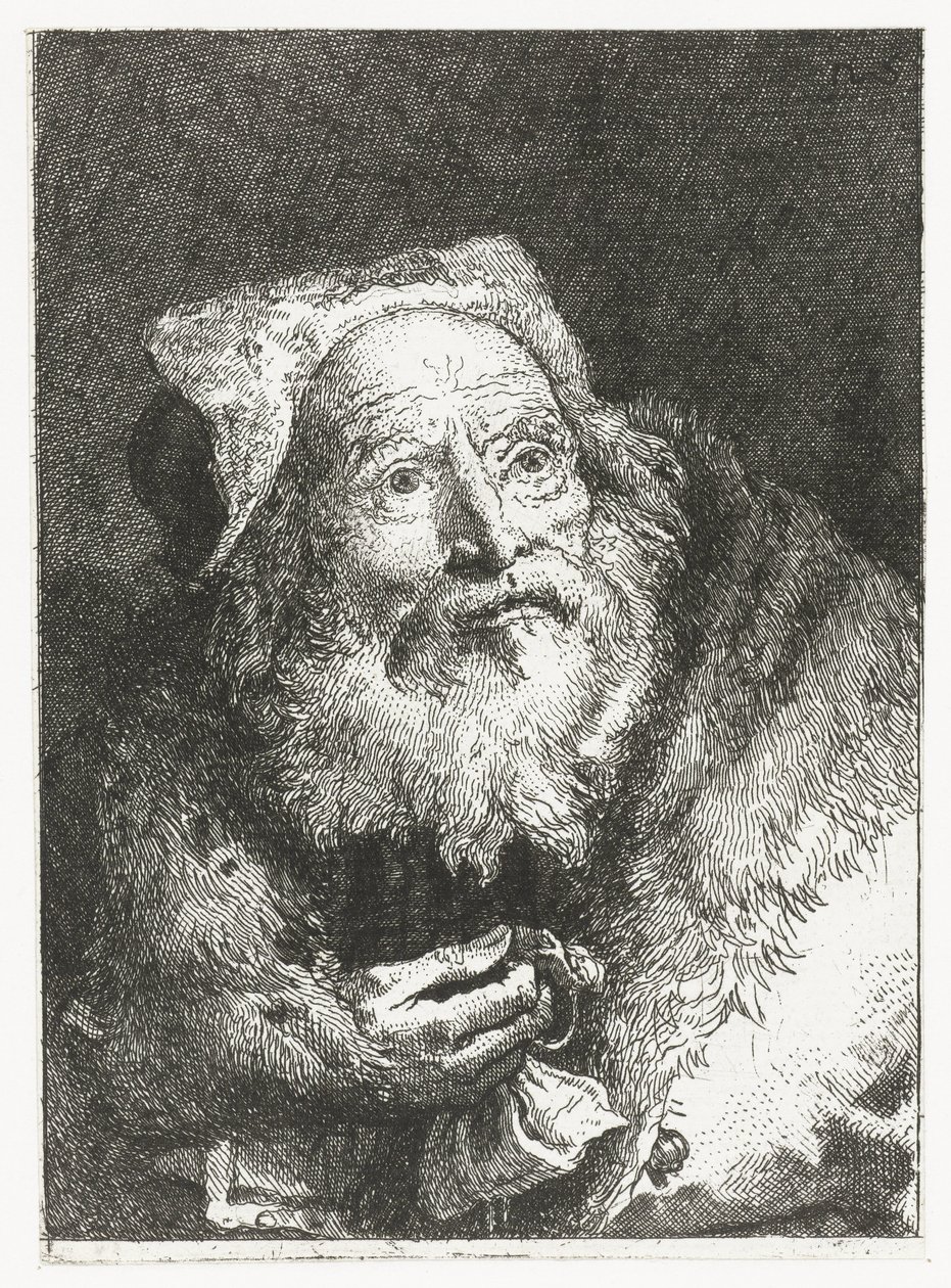 Alter Mann mit Armband in der Hand von Giovanni Domenico Tiepolo