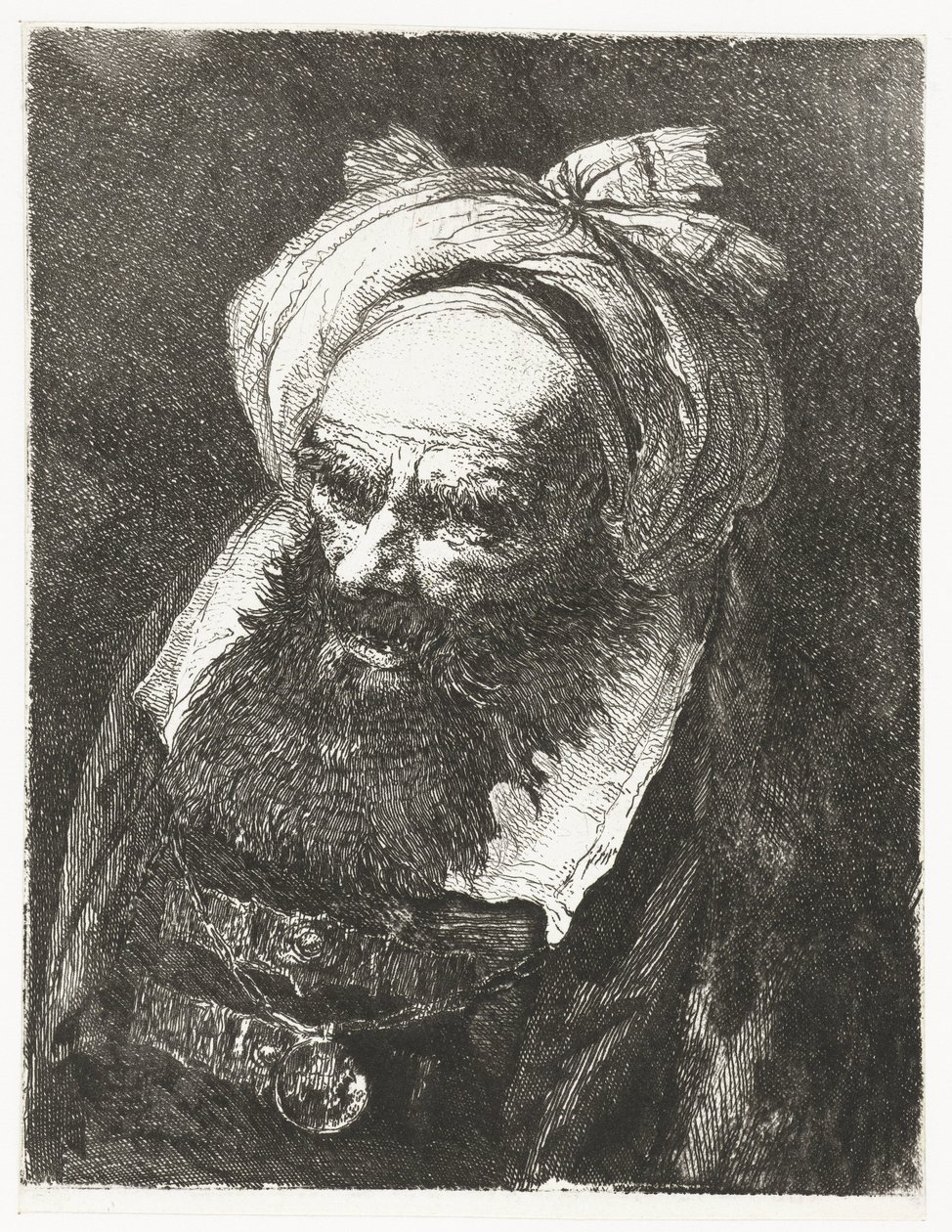 Alter Mann mit Turban (Sammlung von Köpfen) von Giovanni Domenico Tiepolo