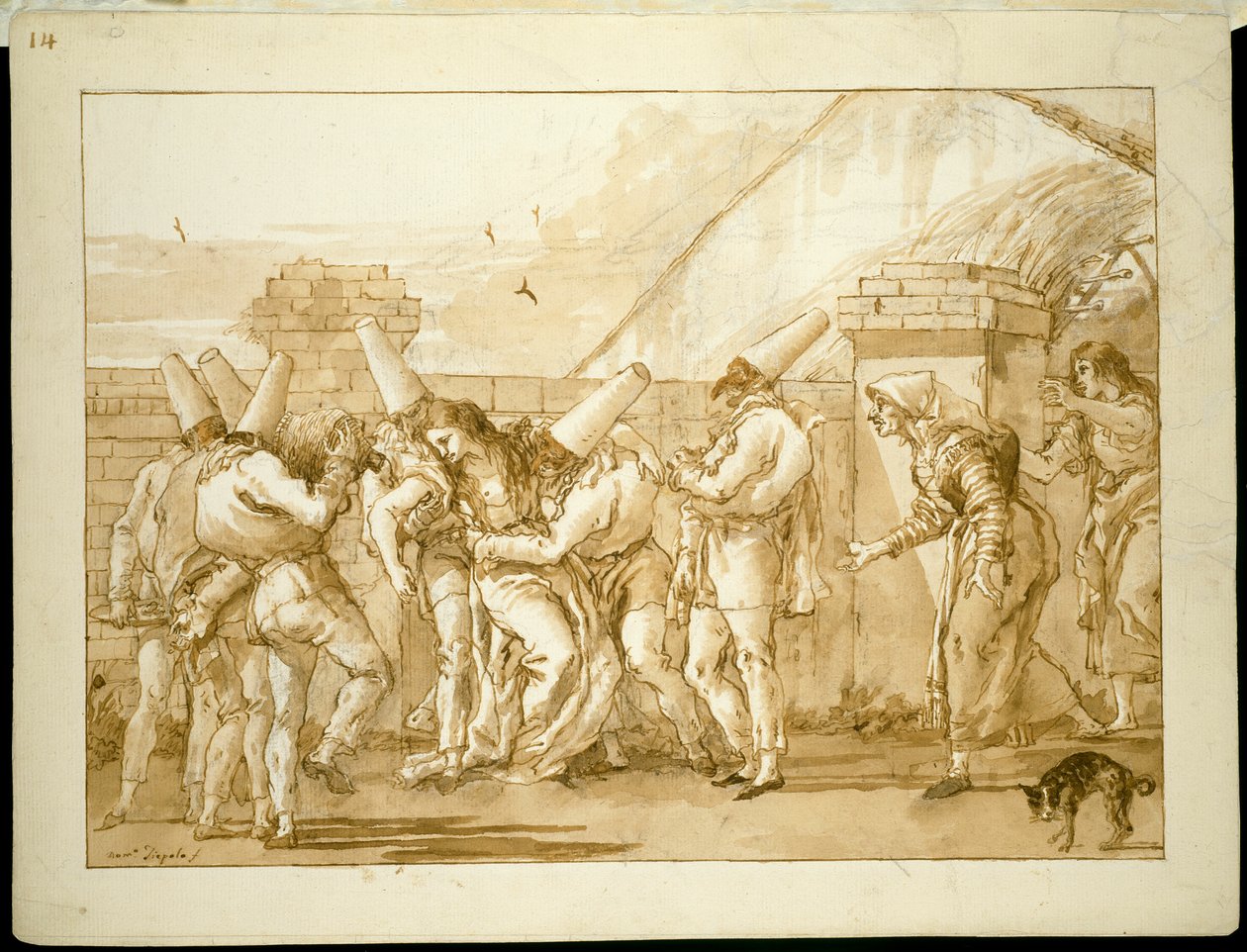 Punchinellos Geliebte fällt in Ohnmacht von Giovanni Domenico Tiepolo