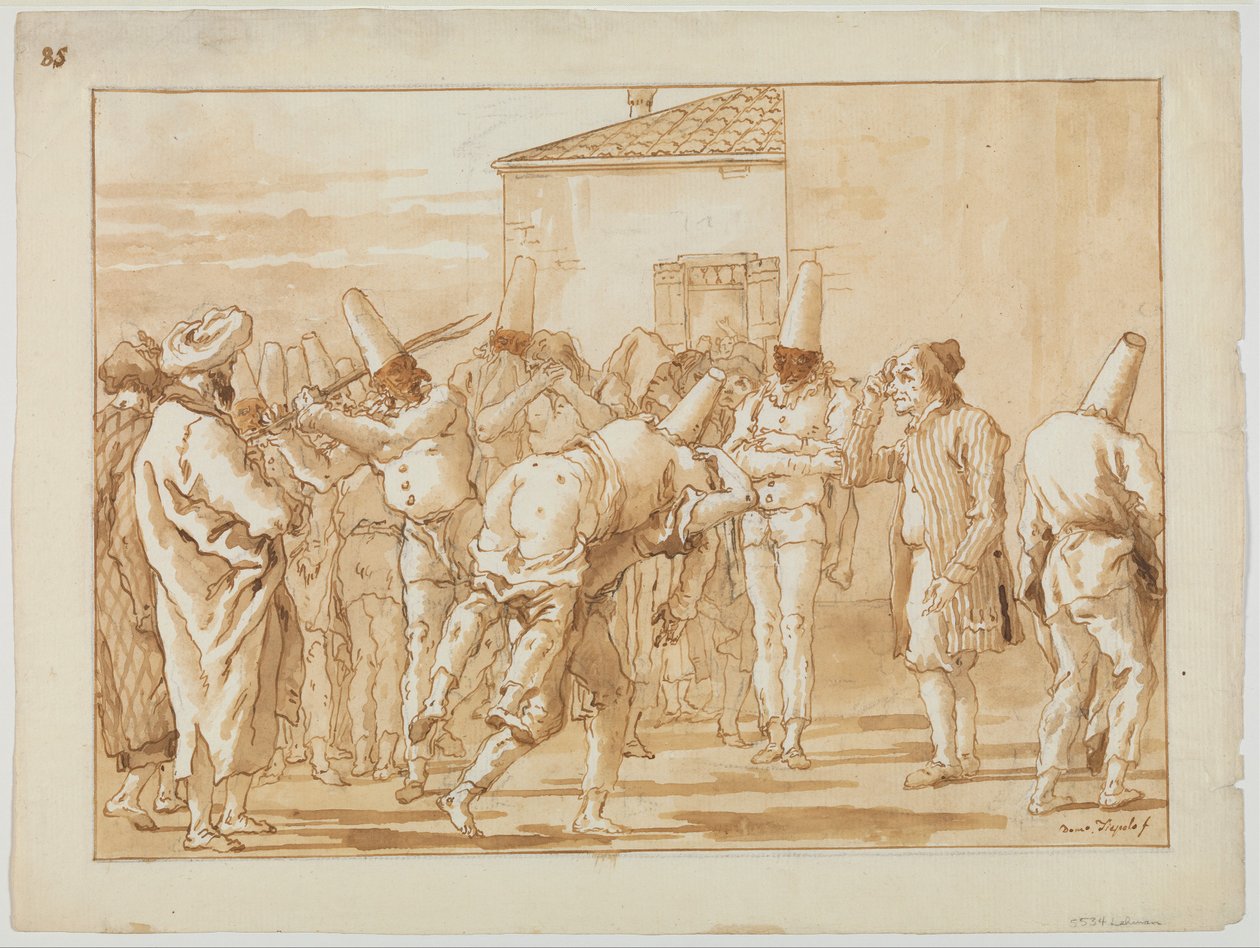 Die Auspeitschung des Punchinello von Giovanni Domenico Tiepolo