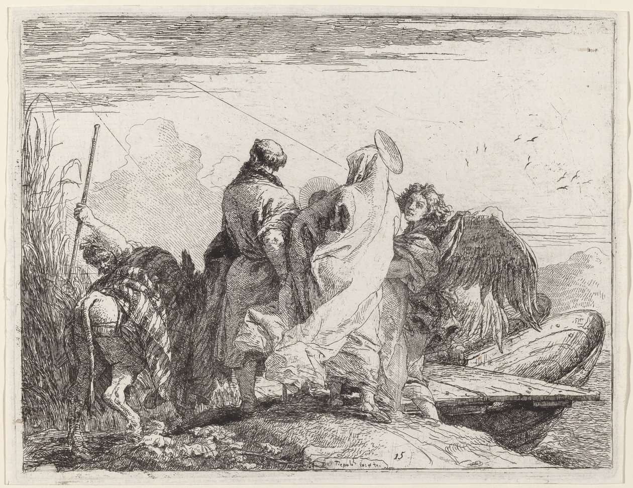 Die Heilige Familie bereitet sich auf die Einschiffung vor von Giovanni Domenico Tiepolo