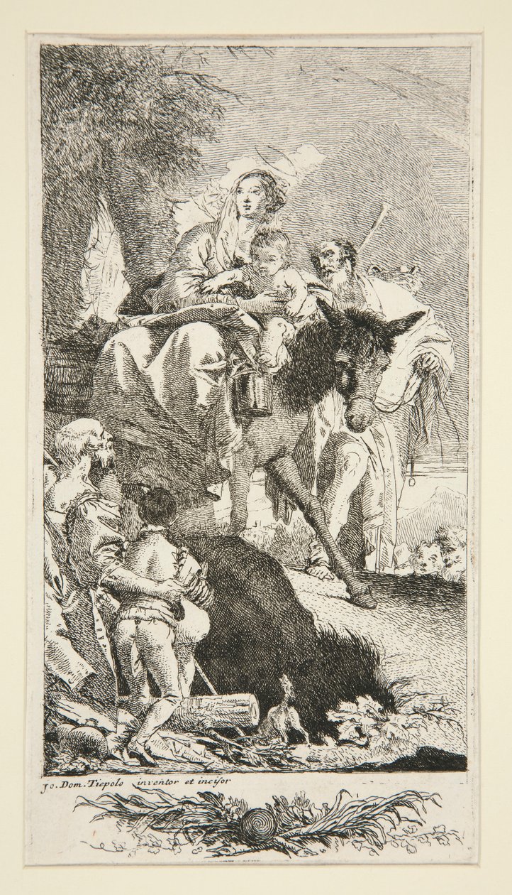 Die Heilige Familie mit dem Bettler und seinem Sohn von Giovanni Domenico Tiepolo
