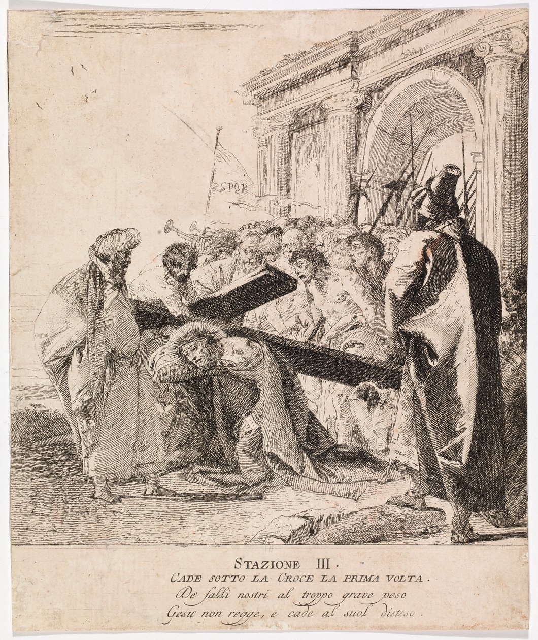 Via Crucis - Station III. Jesus fällt zum ersten Mal von Giovanni Domenico Tiepolo