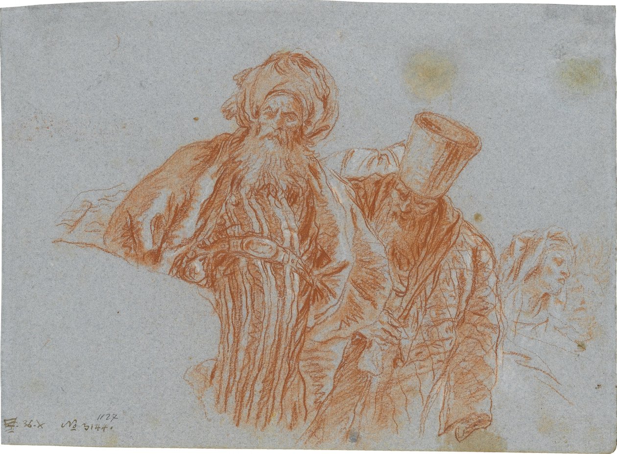 Zwei orientalische Kaufleute; verso: Linke Hand, die einen Kruzifixus hält von Giovanni Domenico Tiepolo