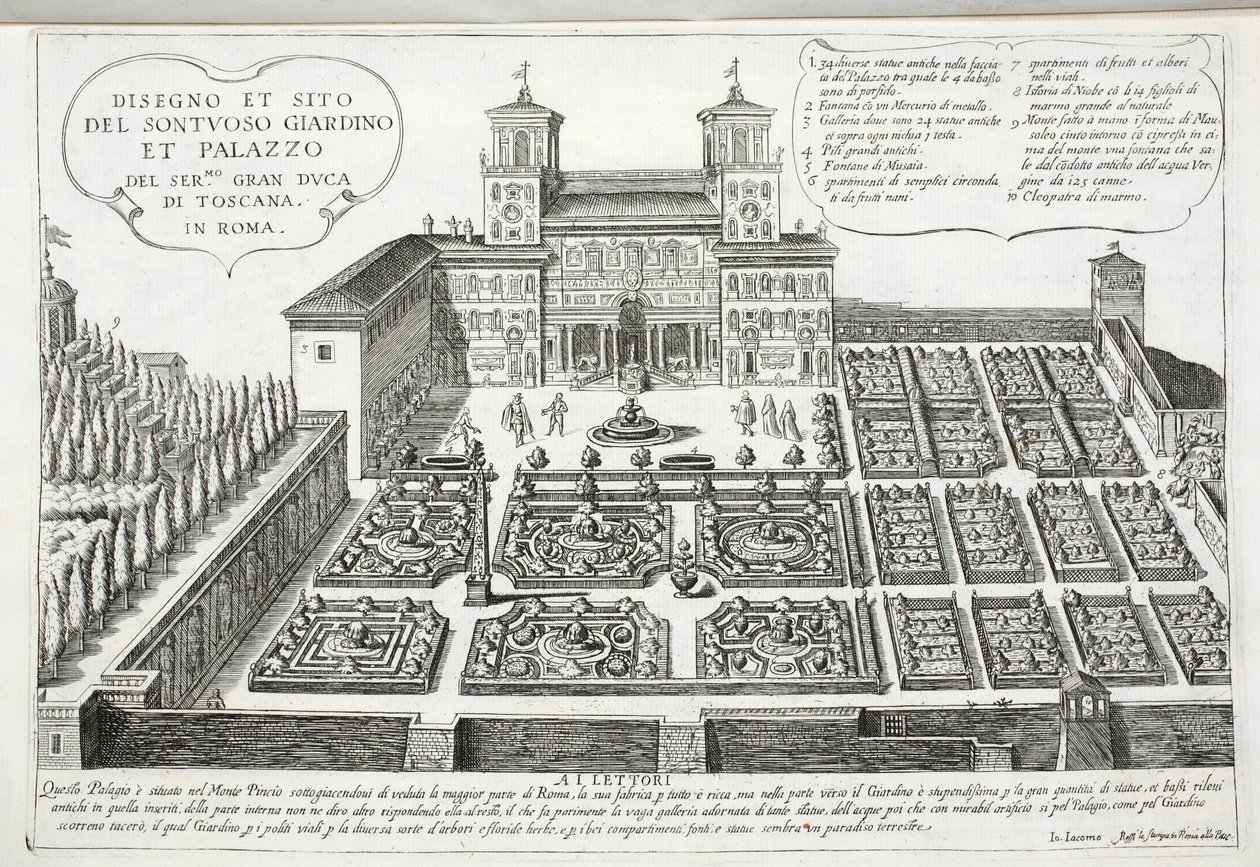 Blick auf die Gärten und den Palast des Großherzogs der Toskana, Rom von Giovanni Domenico de