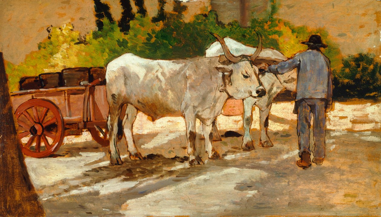 Ochsen im Hof von Giovanni Fattori