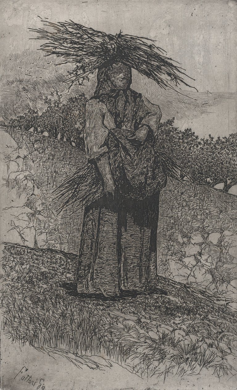 Bäuerin sammelt Holz, 1884-1908 von Giovanni Fattori