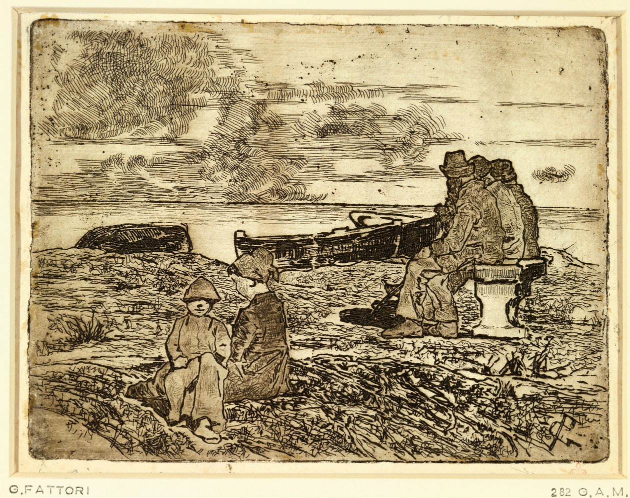 Ruhende Matrosen von Giovanni Fattori, Radierung von Giovanni Fattori