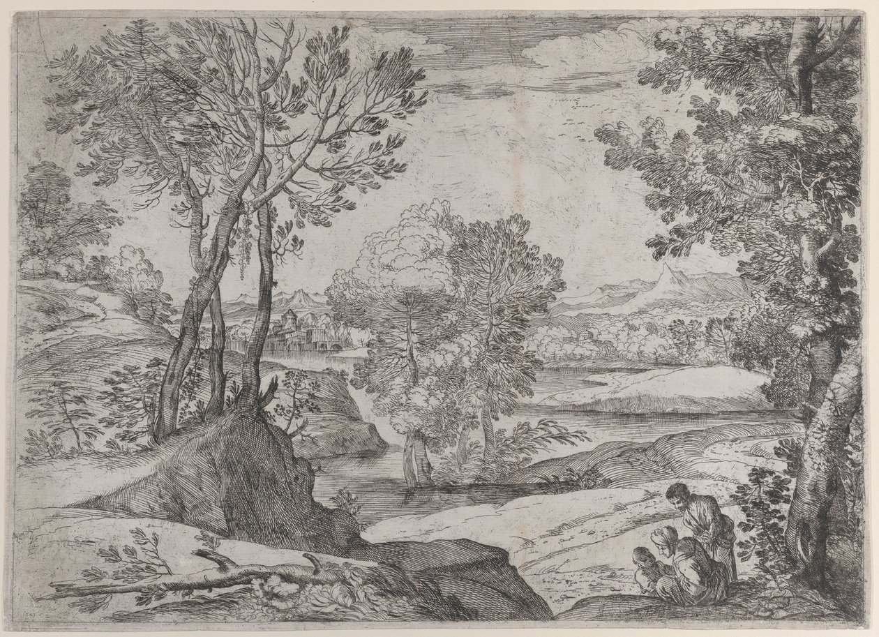 Eine Familie am Flussufer, 1643 von Giovanni Francesco Grimaldi