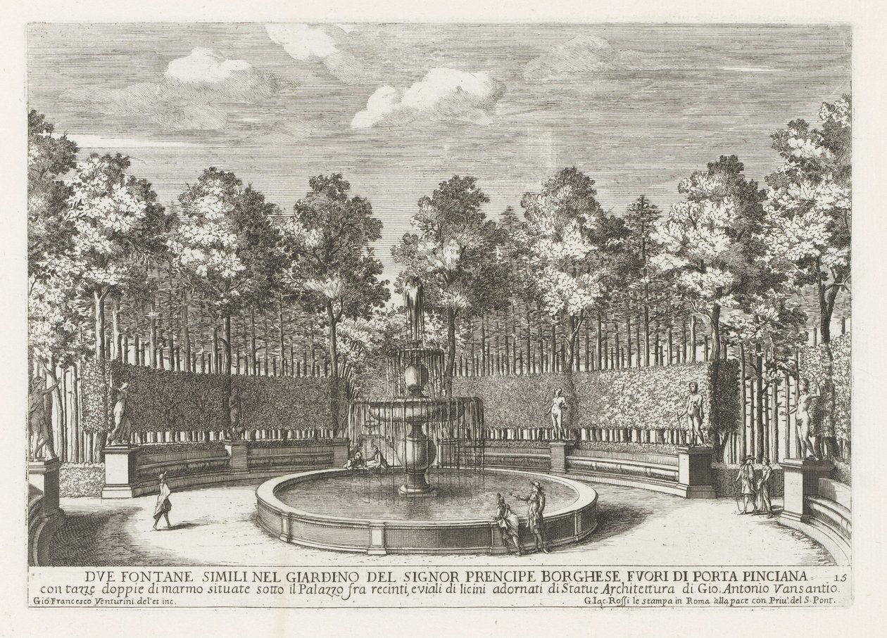 Brunnen in der Villa Borghese in Rom von Giovanni Francesco Venturini