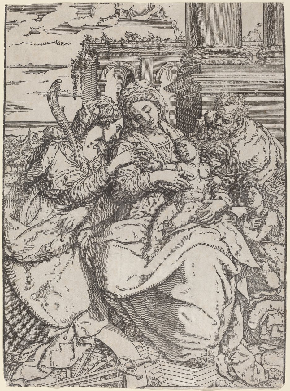 Madonna mit Kind und der Heiligen Katharina von Giovanni Gallo after Marco Pino