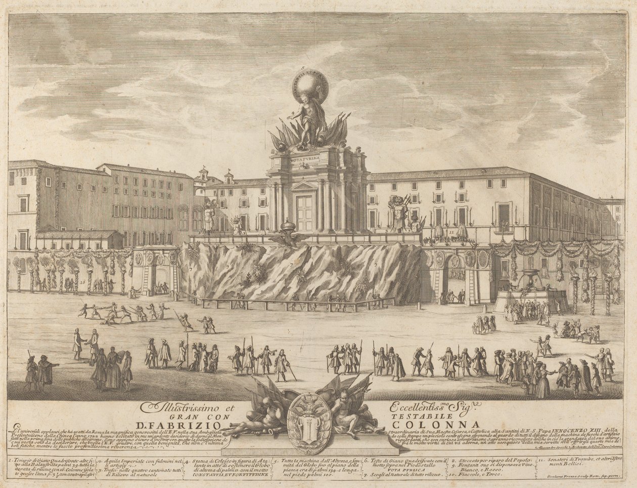 Der Tempel des Janus, für das "Chinea"-Fest von Giovanni Girolamo Frezza after Alessandro Specchi