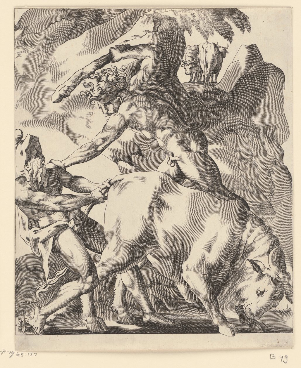 Herkules kämpft mit Cacus von Giovanni Jacopo Caraglio