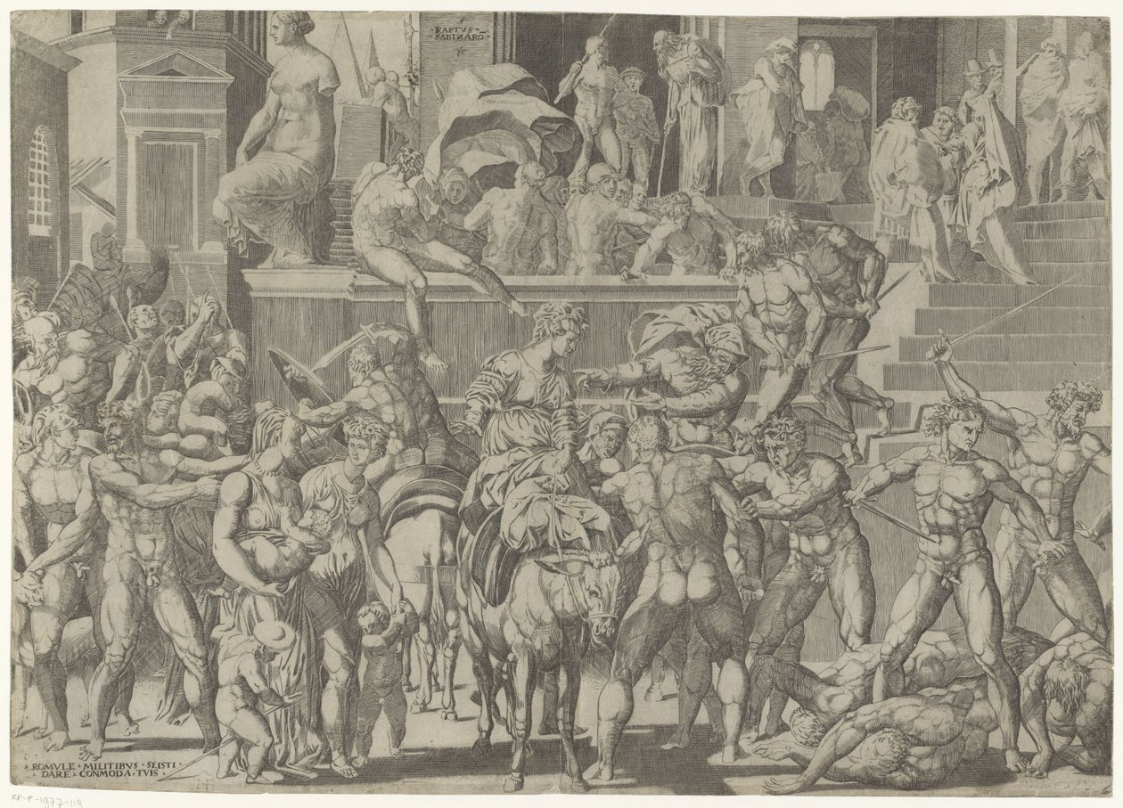 Schlacht zwischen den Römern und den Sabinern von Giovanni Jacopo Caraglio
