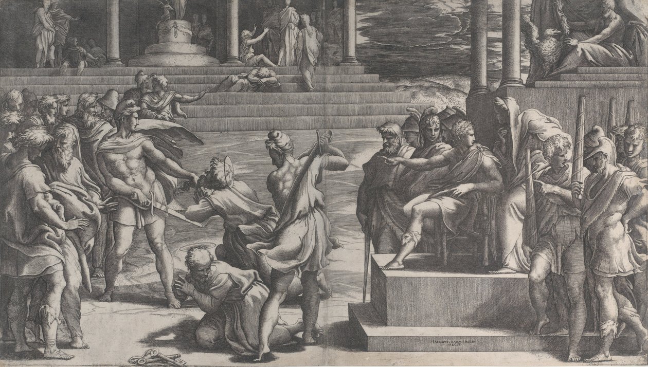 Das Martyrium des Heiligen Paulus und die Verurteilung des Heiligen Petrus von Giovanni Jacopo Caraglio