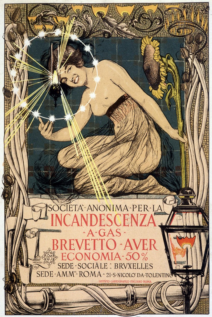 Werbung für Gas-Glühlampe, von Mataloni, Italien von Giovanni Maria Mataloni