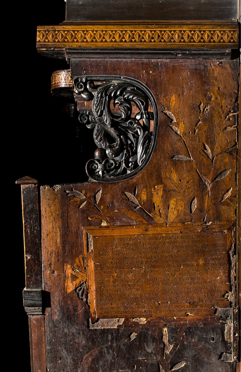 Lignaeanischer Kanonischer Chor, Intarsien von Giovanni Maria Platina 1484, Rechte Seitenintarsie von Giovanni Maria Platina