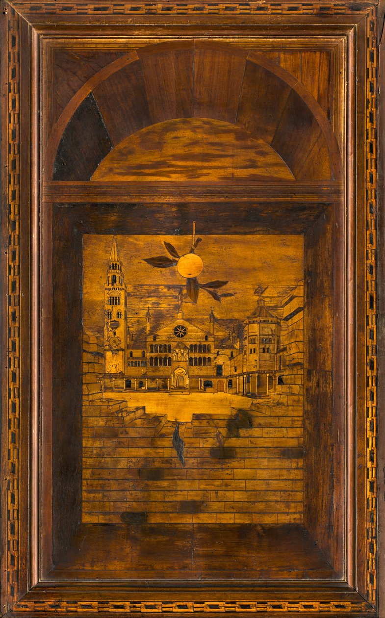 Kanonischer Chor aus Holz, Intarsien von Giovanni Maria Platina 1484, Oberer Stall, Piazza del Duomo di Cremona von Giovanni Maria Platina