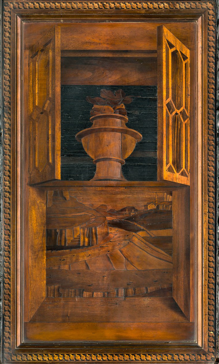 Lignaeanischer Kanonischer Chor, Intarsien von Giovanni Maria Platina 1484, Oberer Stuhl von Giovanni Maria Platina