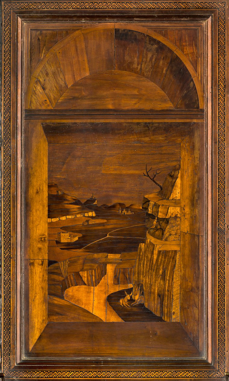 Lignaeanischer Kanonischer Chor, Intarsien von Giovanni Maria Platina 1484, Oberer Stuhl von Giovanni Maria Platina