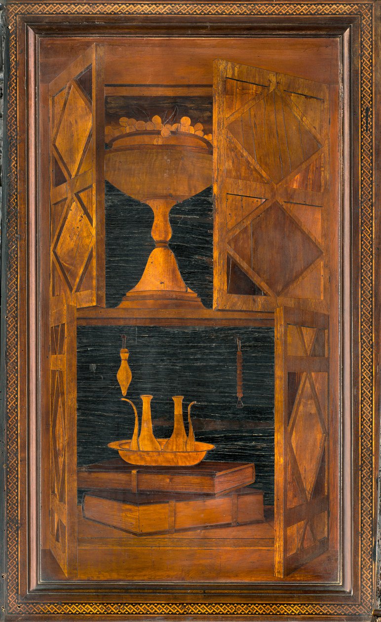 Lignaeanischer Kanonischer Chor, Intarsien von Giovanni Maria Platina 1484, Oberer Stuhl von Giovanni Maria Platina