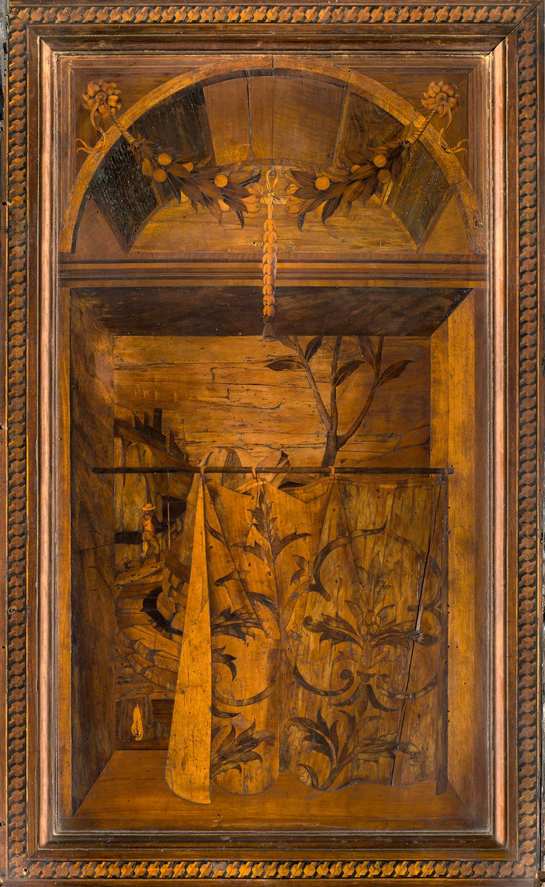 Lignaeanischer Kanonischer Chor, Intarsien von Giovanni Maria Platina 1484, Oberer Stuhl von Giovanni Maria Platina