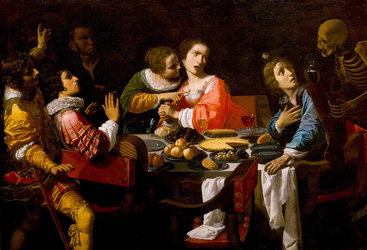 Der Tod kommt zum Banketttisch Memento Mori, ca. 1635 von Giovanni Martinelli