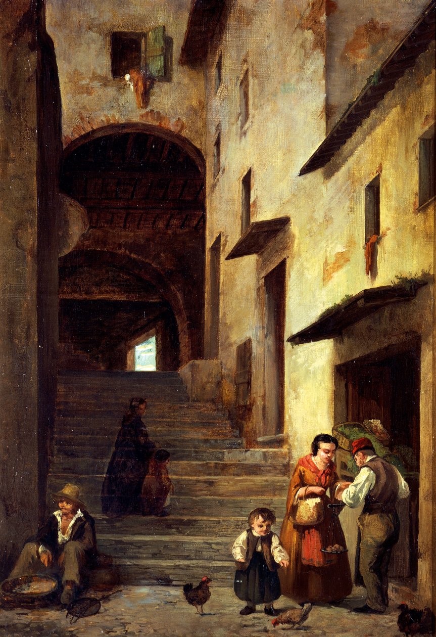 Straßenszene in Sestri Levante, Riviera von Genua, ca. 1863 von Giovanni Mochi