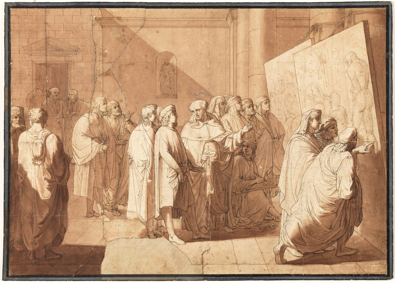 Fra Bartolommeo zeigt Rafael Leonardo und Michelangelos Kartons von Giovanni Paolo Lasinio