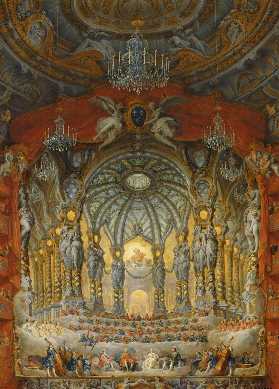 Konzert von Kardinal de La Rochefoucauld im Argentina-Theater in Rom, zur Hochzeit von Louis dem Dauphin (1729-65), Sohn von Ludwig XV., mit Marie-Josephe von Sachsen (1731-67), 1747 von Giovanni Paolo Pannini